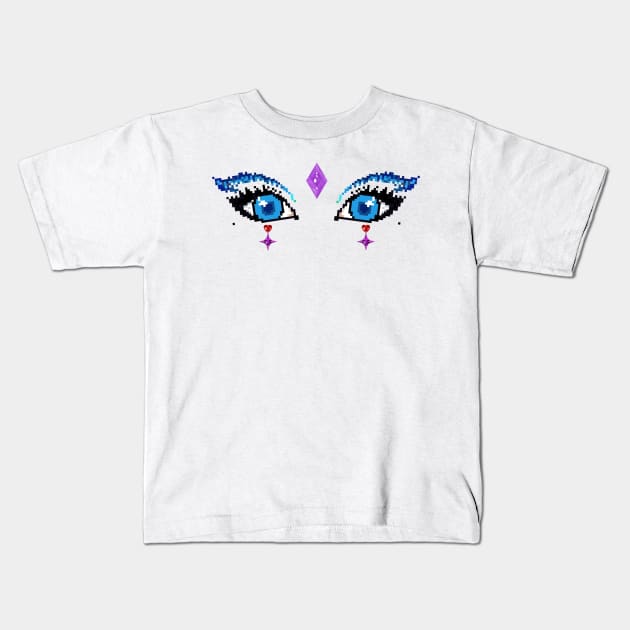 Beautiful Blue Eyes, Pixel Art. Kids T-Shirt by Introvert Home 